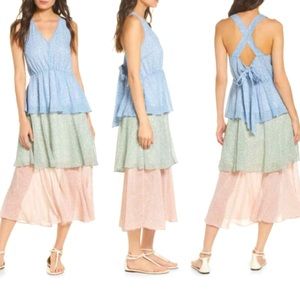 Sam Edelman Crisscross Open Back Tiered Maxi Dress, Size 10